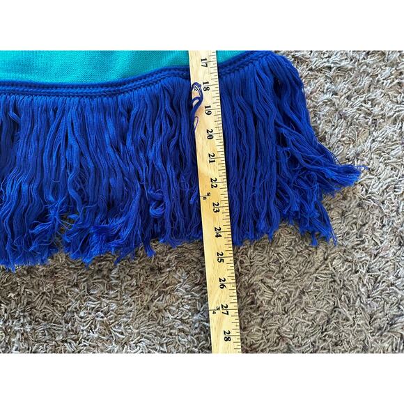 House of Harlow 1960 X Revolve Blue Teal Fringe V Neck Knit Sweater Top Size S - Picture 7 of 8